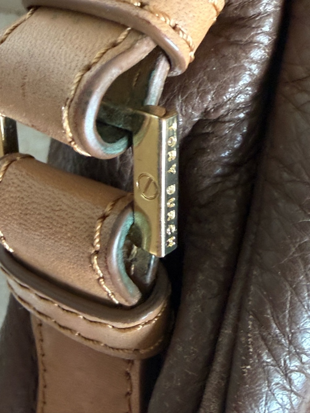 Tory Burch Brown Pebbled Leather Shoulder Bag - Picture 3 of 16